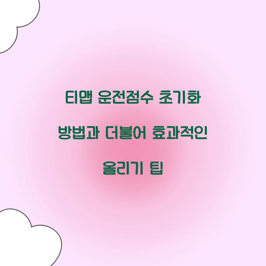 티맵 운전점수 초기화 방법
