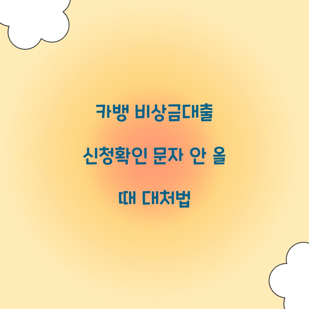카뱅 비상금대출 신청확인 문자 안 올 때 대처법