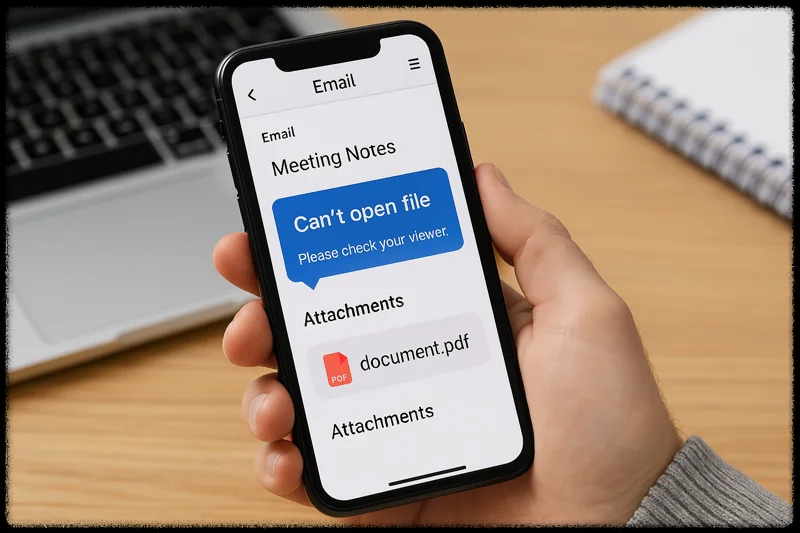 스마트폰에서 이메일 첨부파일 안 열리는 모습