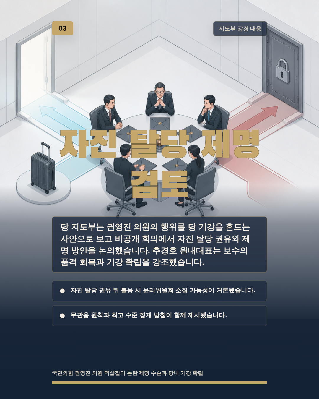 자진 탈당 제명 검토