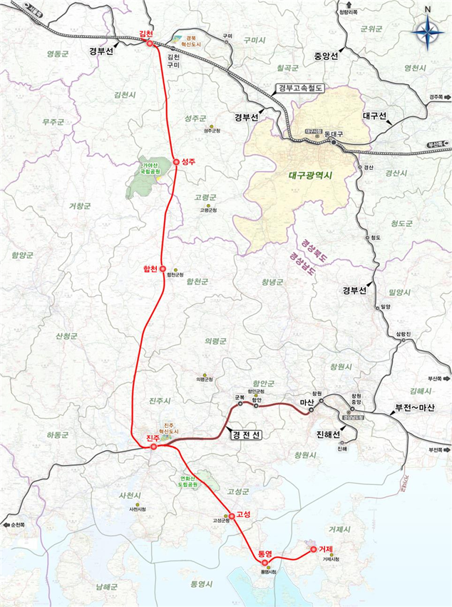서울역&harr;거제역 KTX 남부내륙철도 건설 기본 계획2