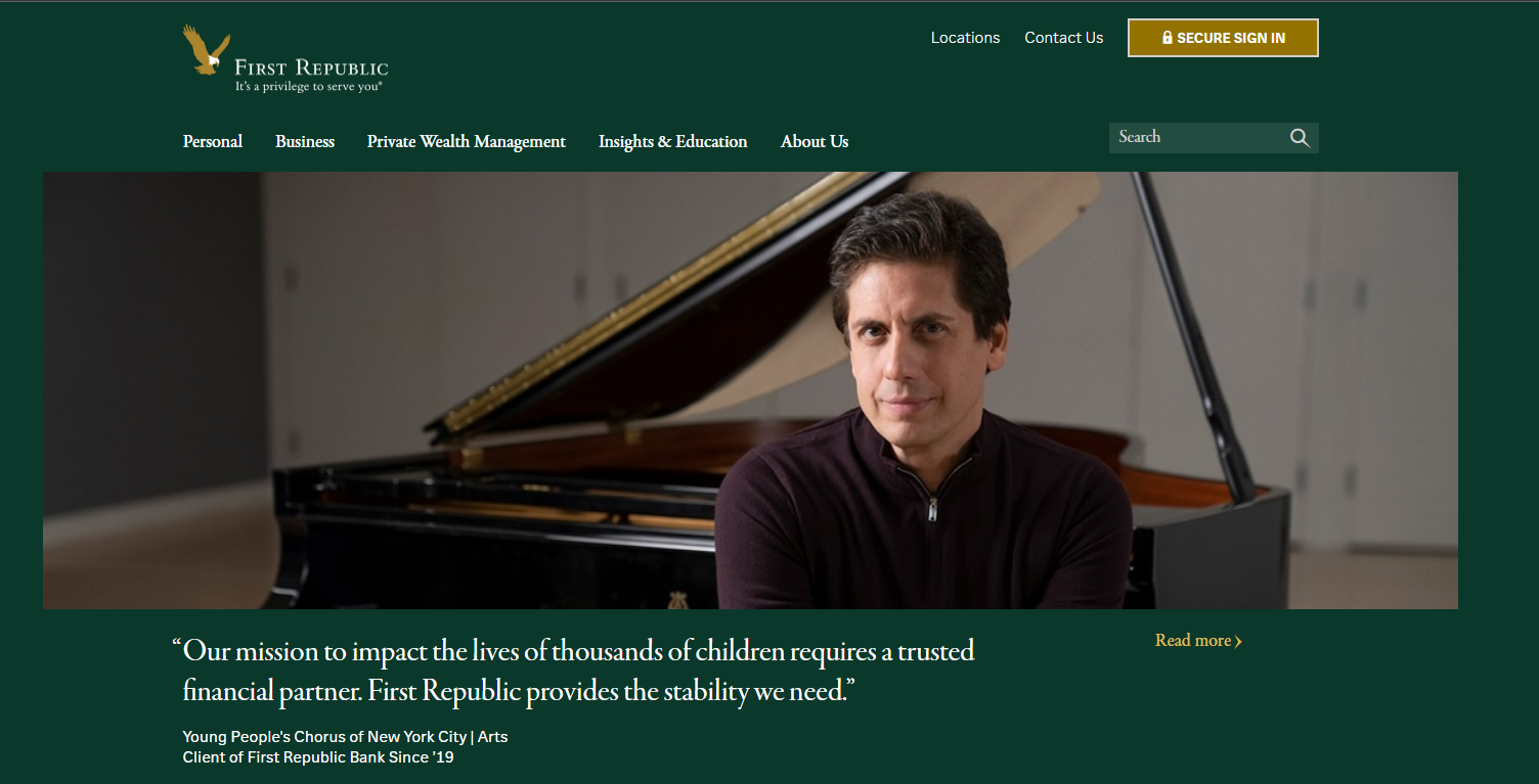 퍼스트 리퍼블릭 은행 홈페이지