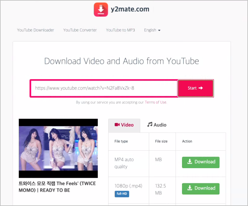 y2mate 화질정보