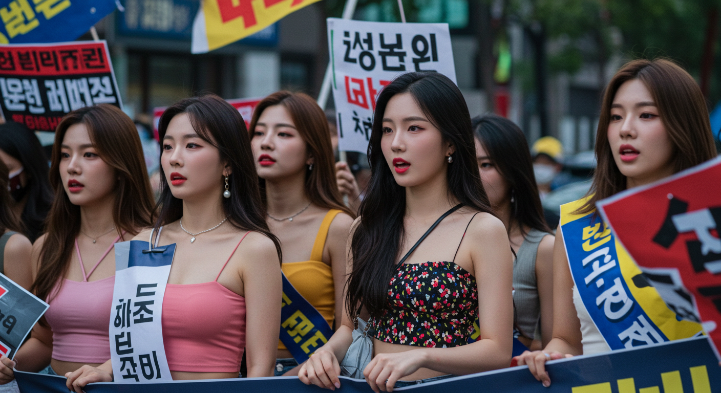 시위중인 여성들