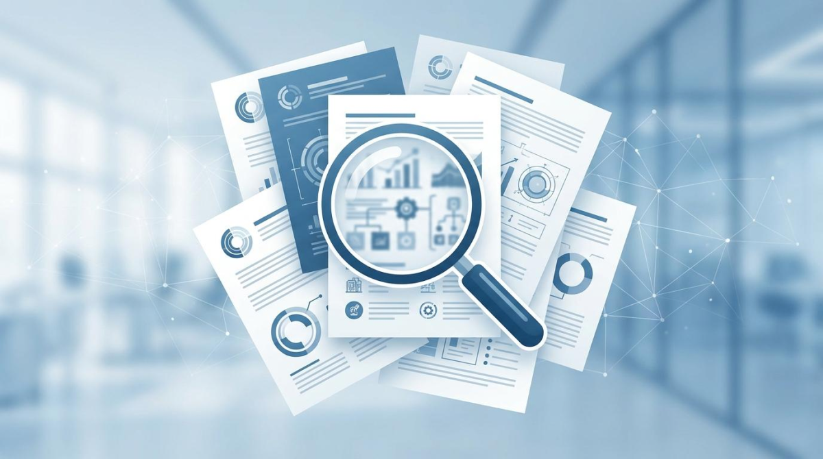 DART 공시를 통해 핵심 공급 기업을 선별하는 돋보기 이미지