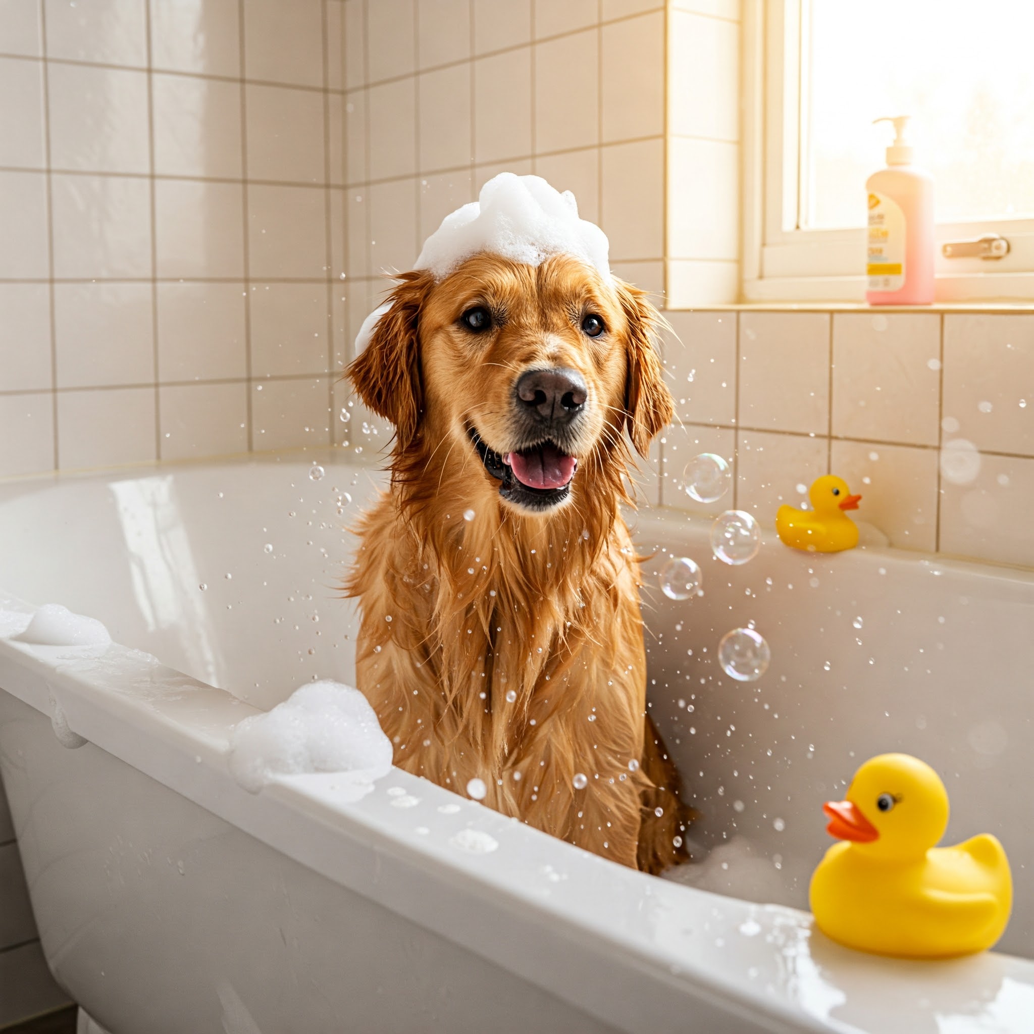 목욕중인 강아지