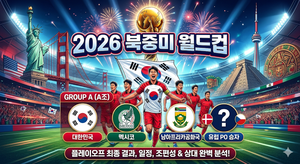 2026 북중미 월드컵 플레이오프 일정, 출전 국가, 대한민국 A조 조편성 분석