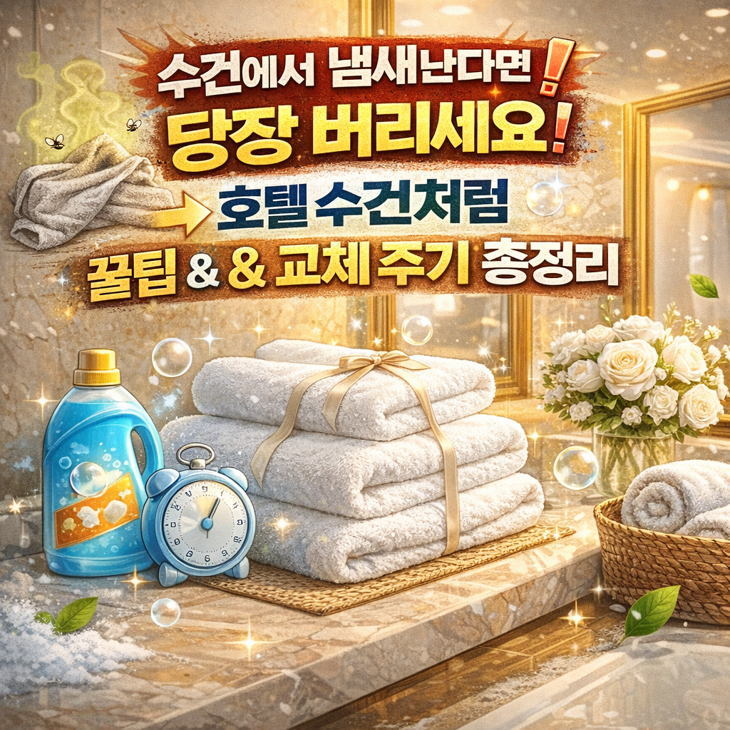 수건에서 냄새난다면 당장 버리세요! 호텔 수건처럼 관리하는 꿀팁 &amp; 교체 주기 총정리
수건교체주기, 호텔수건, 수건냄새제거, 살림꿀팁, 수건세탁법, 생활정보, 수건추천, 자취생꿀팁, 빨래냄새, 40수수건