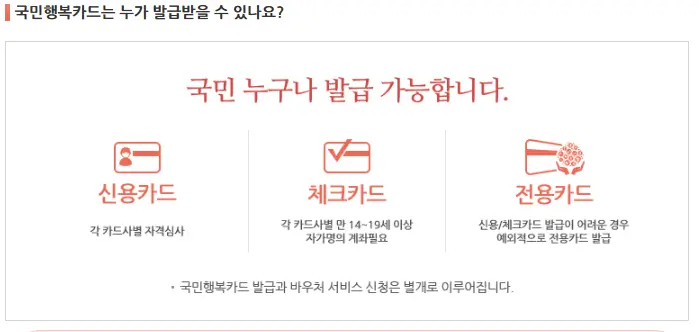 국민행복카드 발급대상