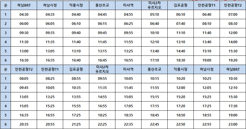 8849번 공항버스-시간표