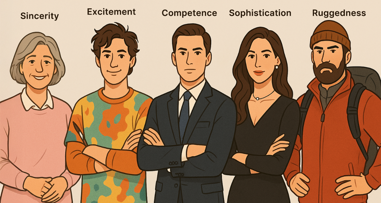 브랜드 페르소나의 5가지 유형 (Aaker의 이론 기반)