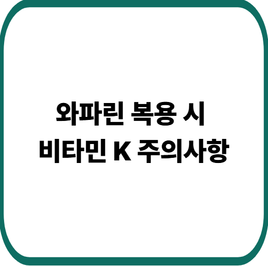 와파린 복용시 비타민 K 관리 유의점