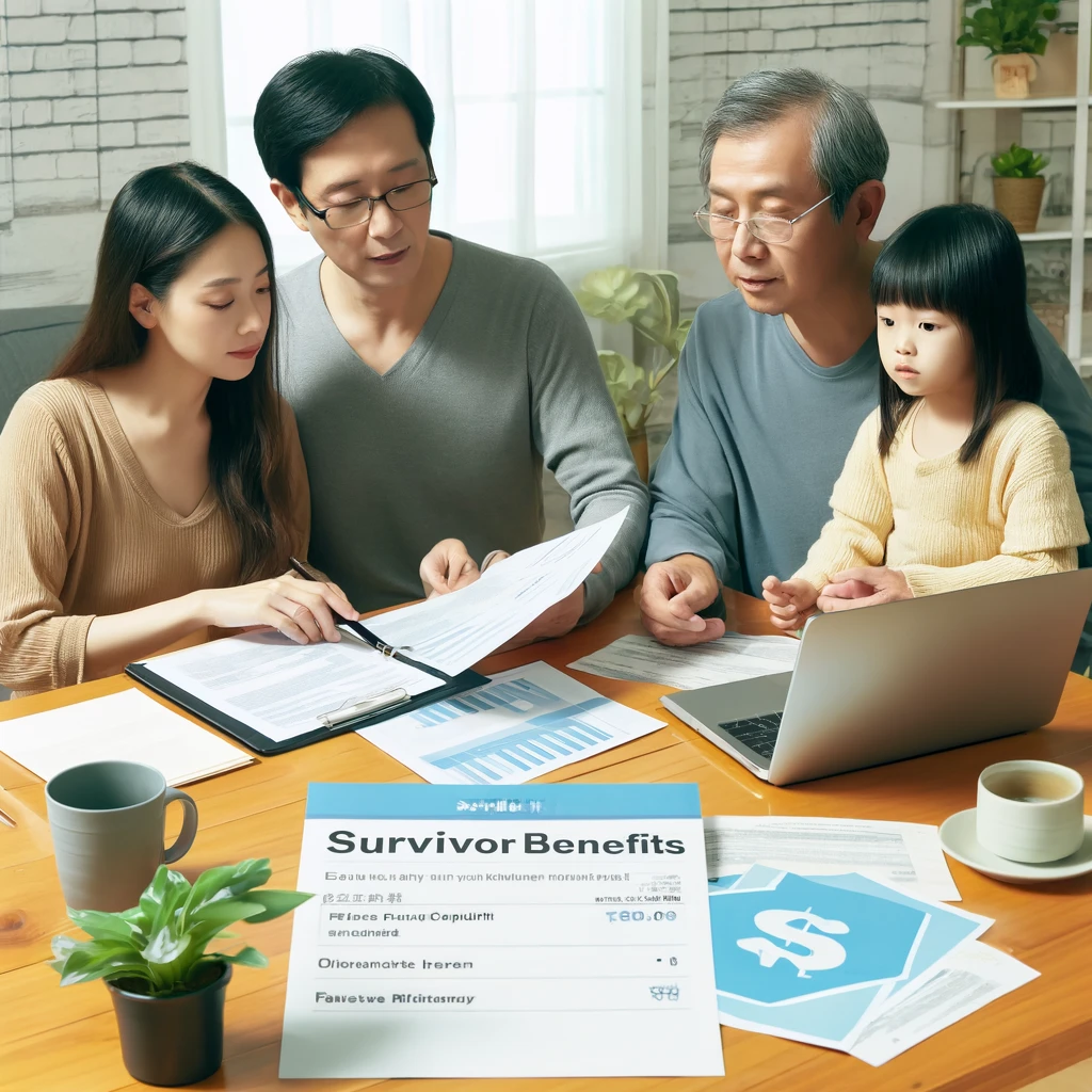 재정 문서를 검토하며 생계 보장을 논의하는 한국 가족