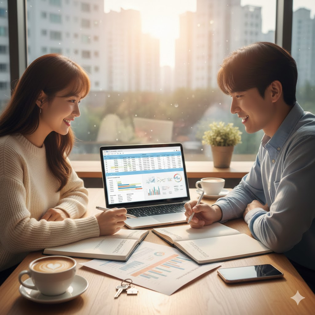 신혼집 자금을 계획하는 예비부부의 모습