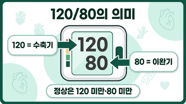 혈압 120 80 의미 수축기 이완기 정상 기준 설명