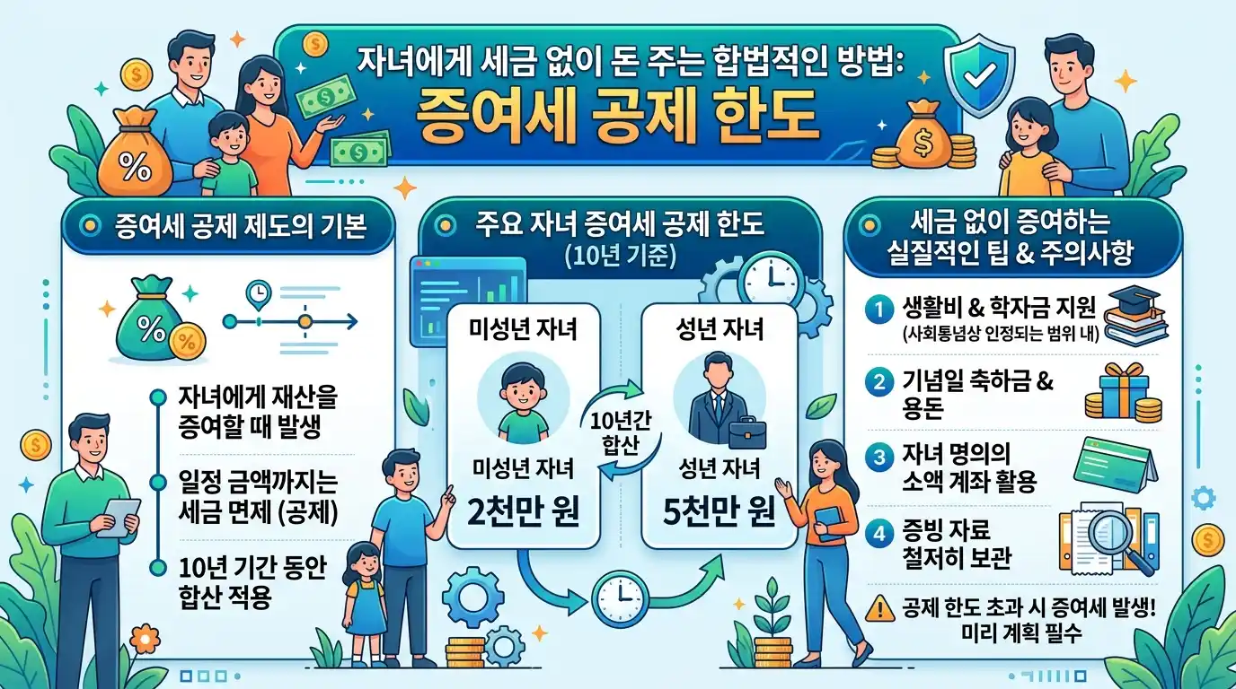 증여세 없이 자녀에게 돈 주는 합법적인 방법 증여 공제 한도