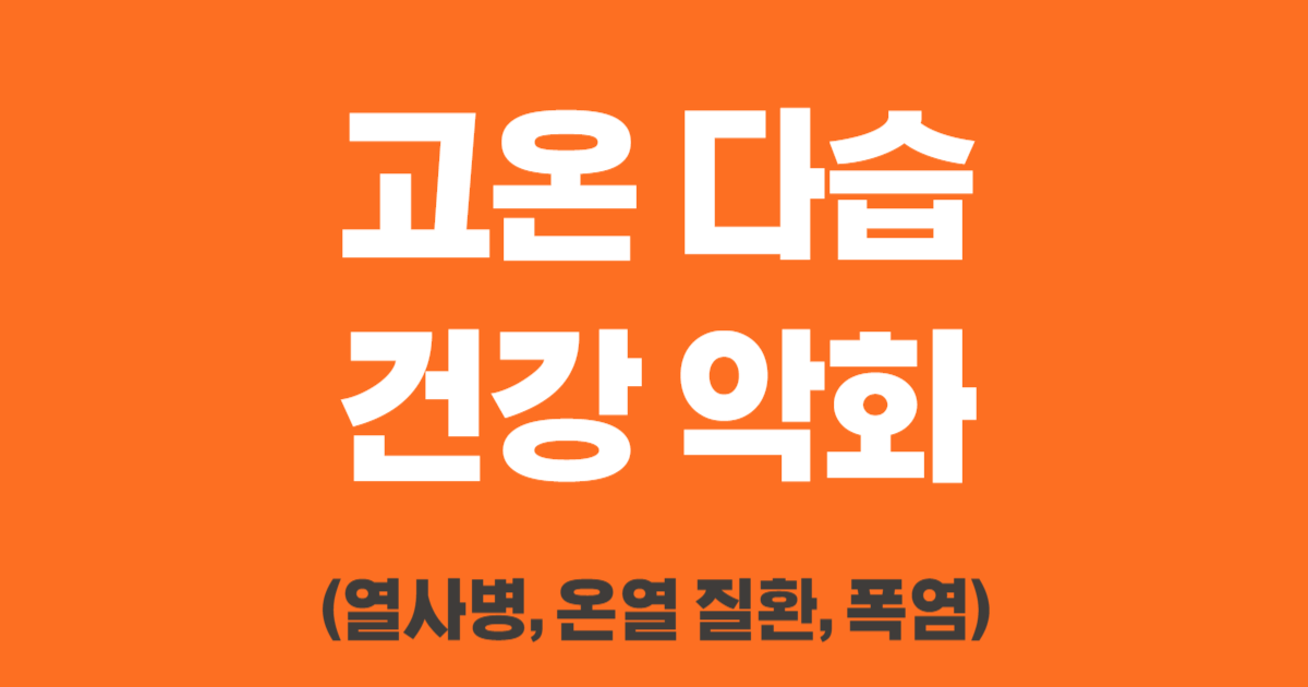 고온 다습 건강 악화 (열사병, 온열 질환, 폭염)