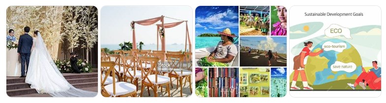 코 크라단의 결혼식 풍경과 지속 가능한 관광 관련 시각 자료