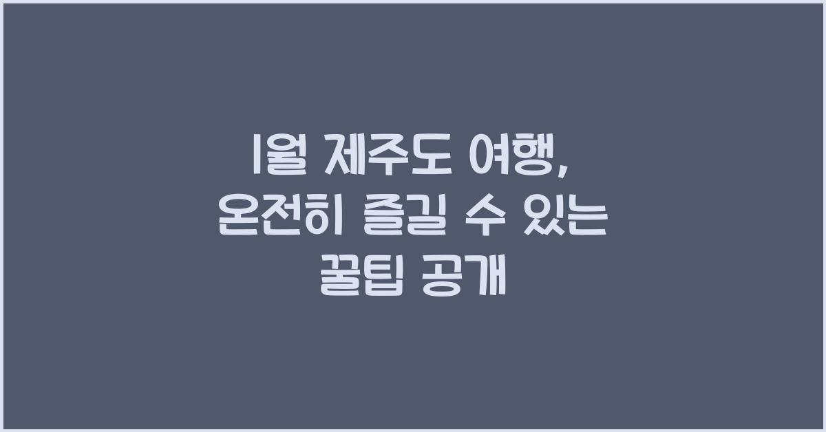 1월 제주도 여행