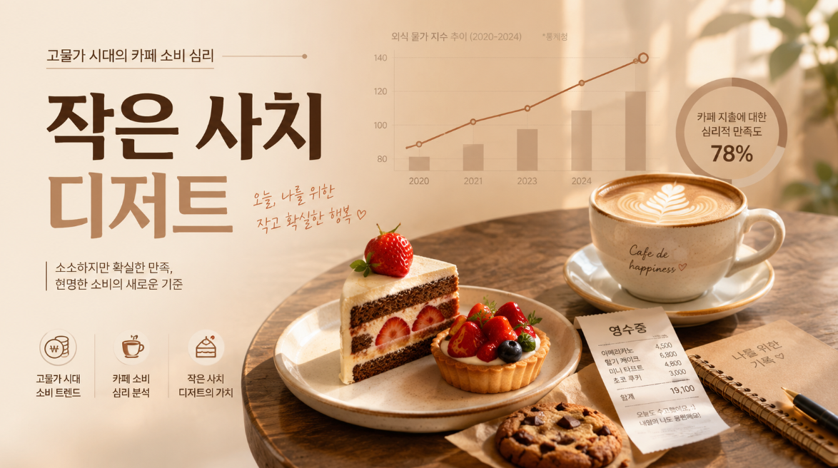 고물가 시대에도 작은 사치 디저트가 계속 팔리는 카페 소비 심리를 보여주는 이미지