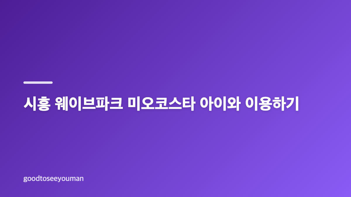 시흥 웨이브파크 야간개장&middot;미오코스타 이용 방법