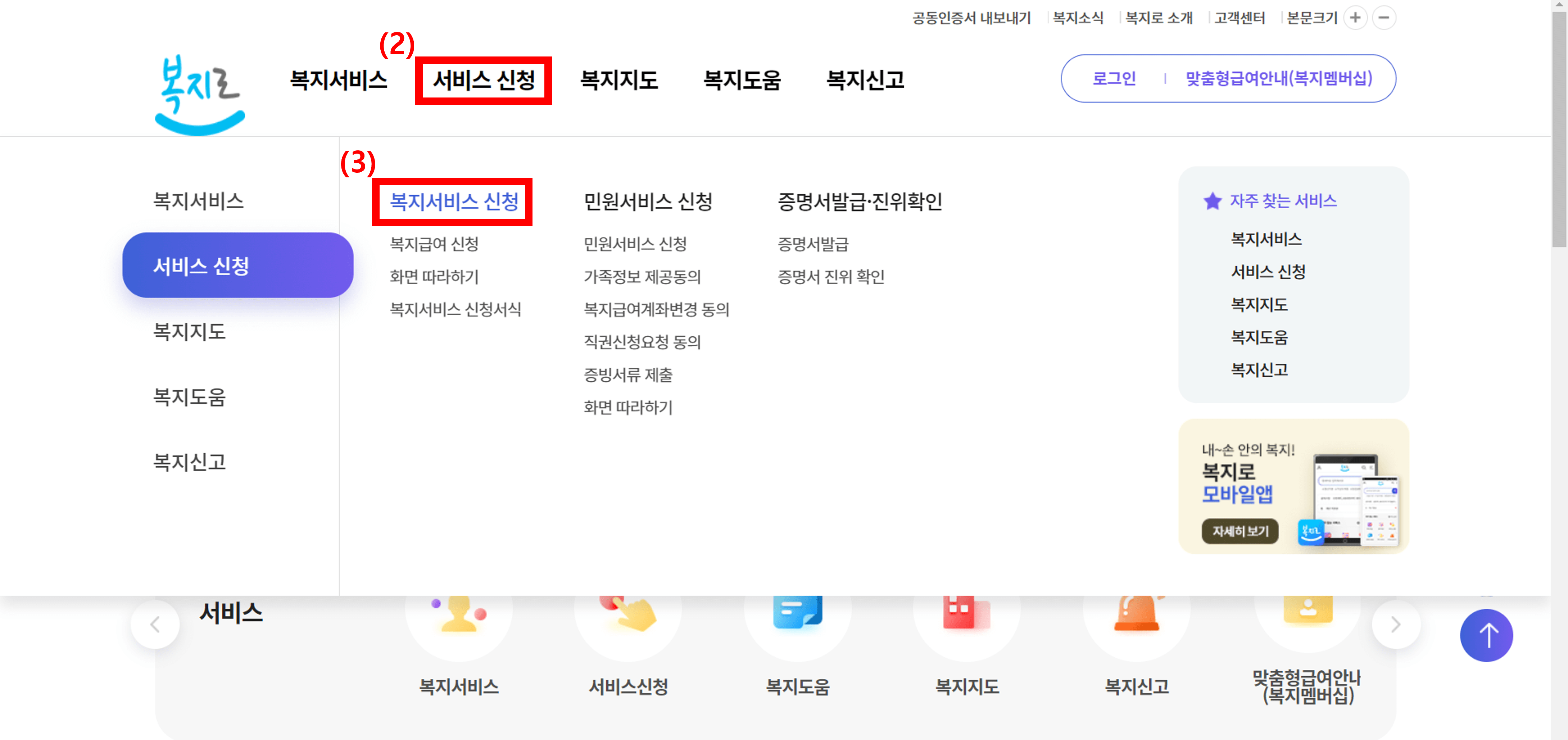 복지로-홈페이지-서비스-신청-순서