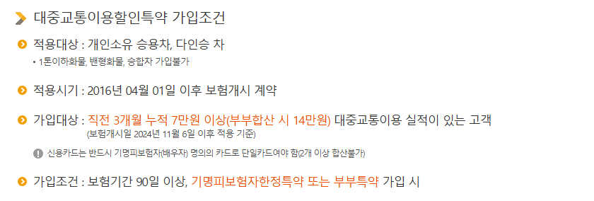 KB다이렉트 자동차보험 대중교통 이용 할인 특약