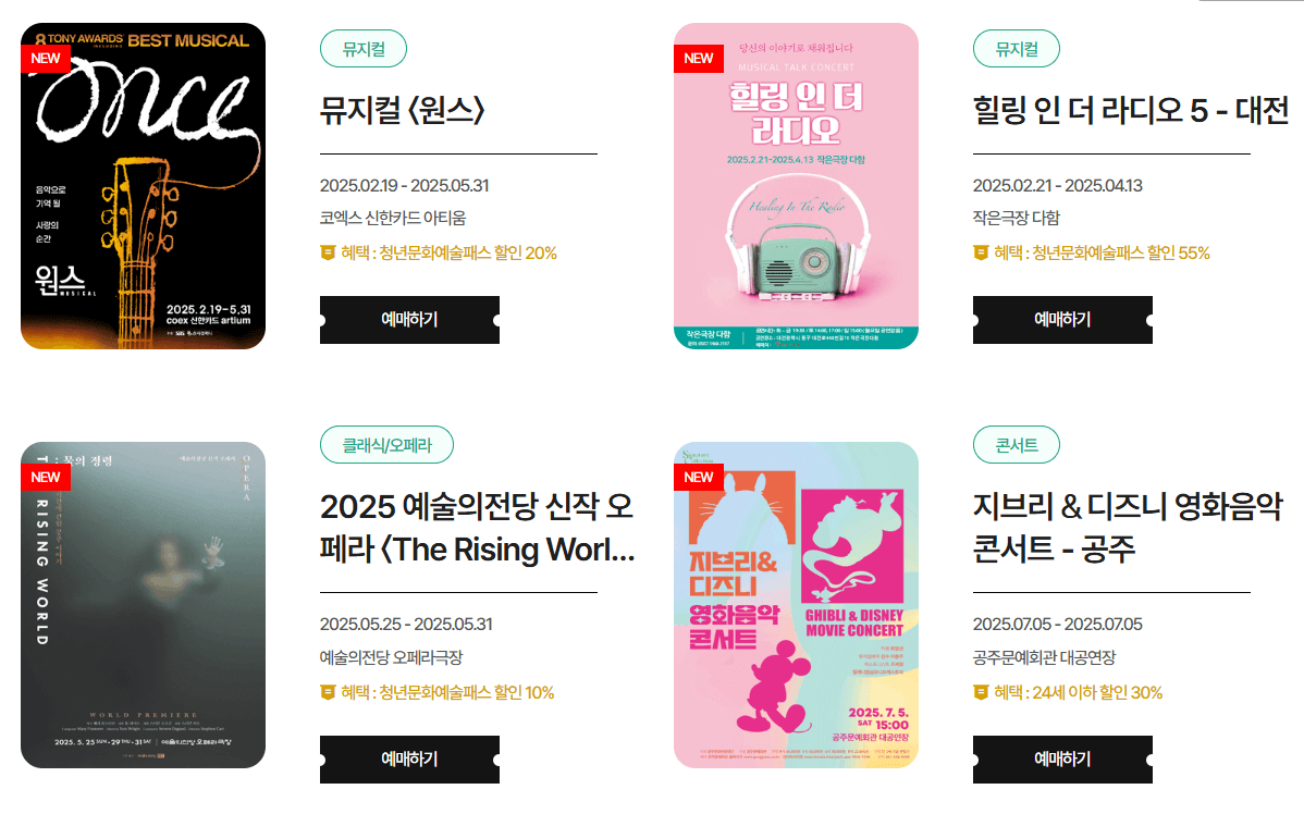 청년문화예술패스 지원금액