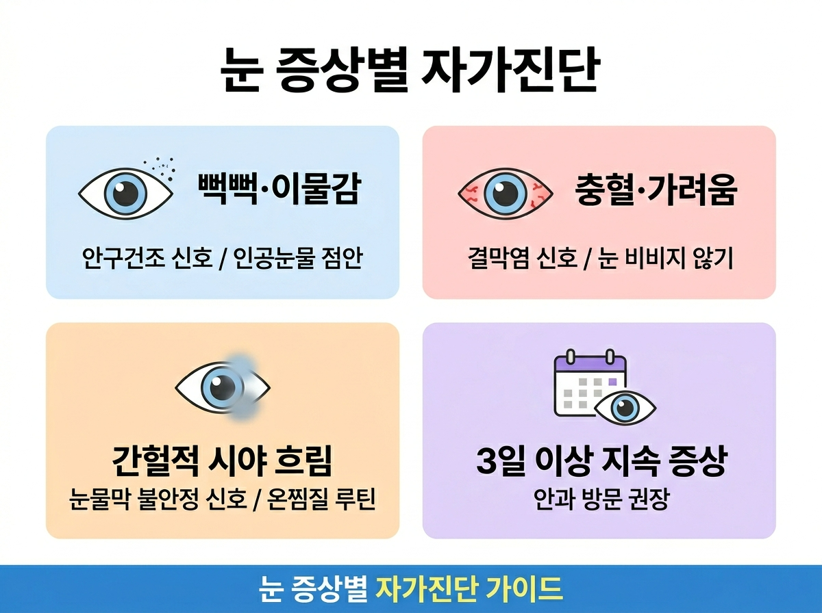미세먼지 눈 증상, 황사 안구건조 결막염 차이, 초미세먼지 눈 충혈 대처, 봄철 눈 자가진단