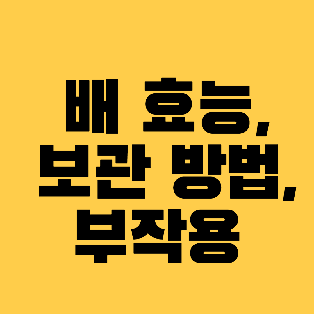 배 효능, 보관 방법, 부작용
