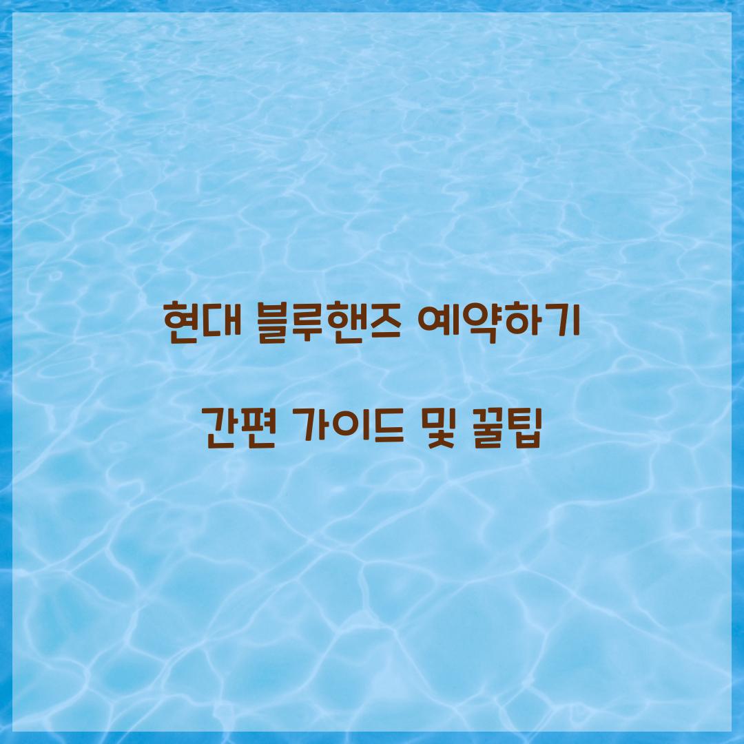 현대 블루핸즈 예약하기