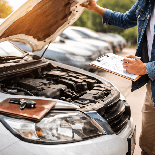 중고차 엔진룸 점검 장면