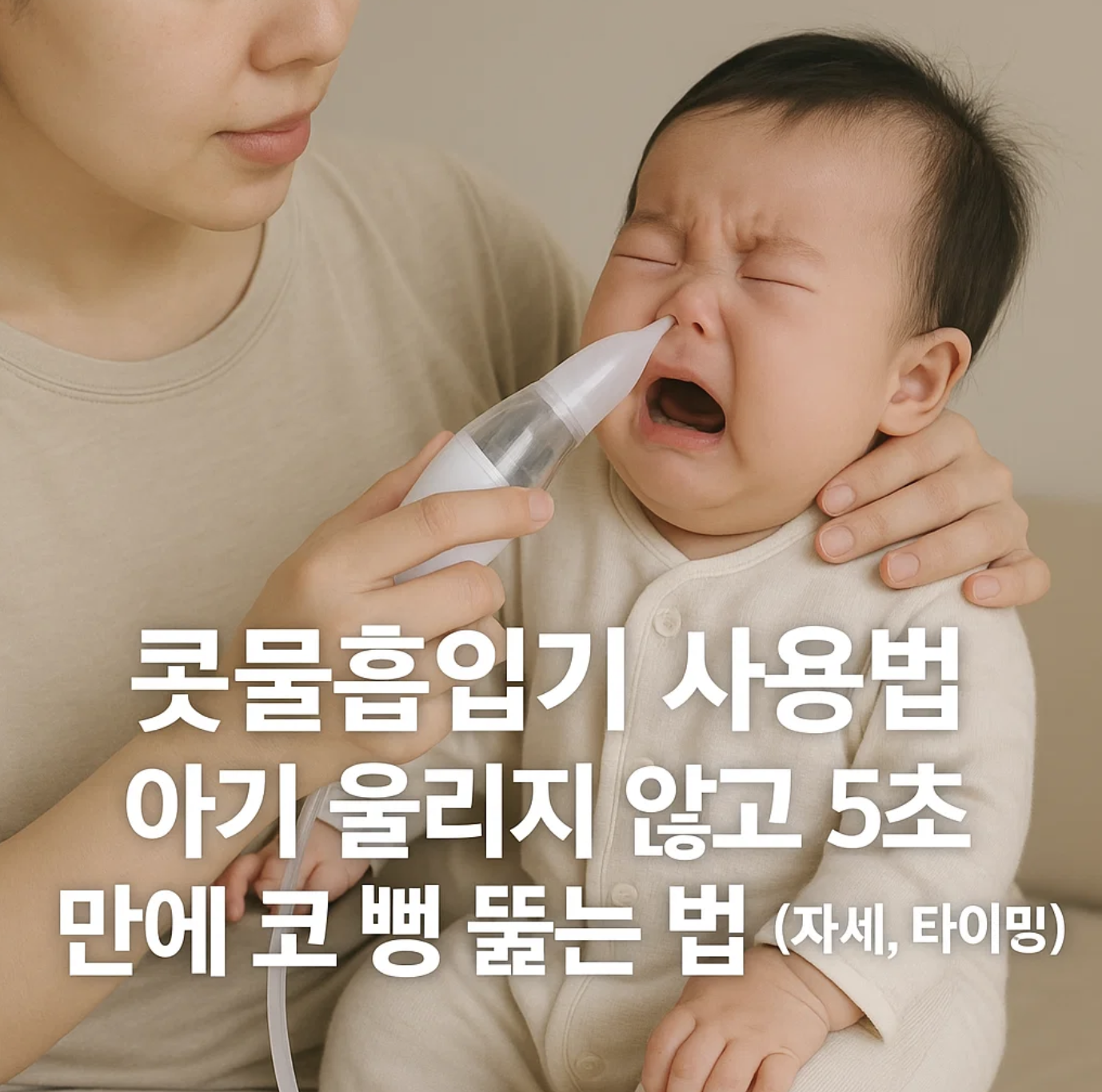 콧물흡입기 사용법, 아기 울리지 않고 5초 만에 코 뻥 뚫는 법 (자세, 타이밍)