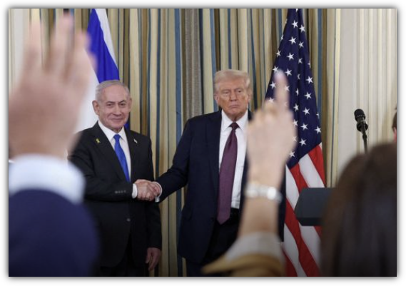 트럼프 플랜, 트럼프 대통령, 베냐민 네타냐후 총리 공동 기자회견