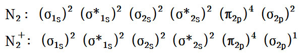 MO configuration for N2 and N2^+