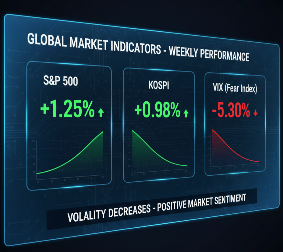 주요 지수(S&P500, KOSPI, VIX)의 등락