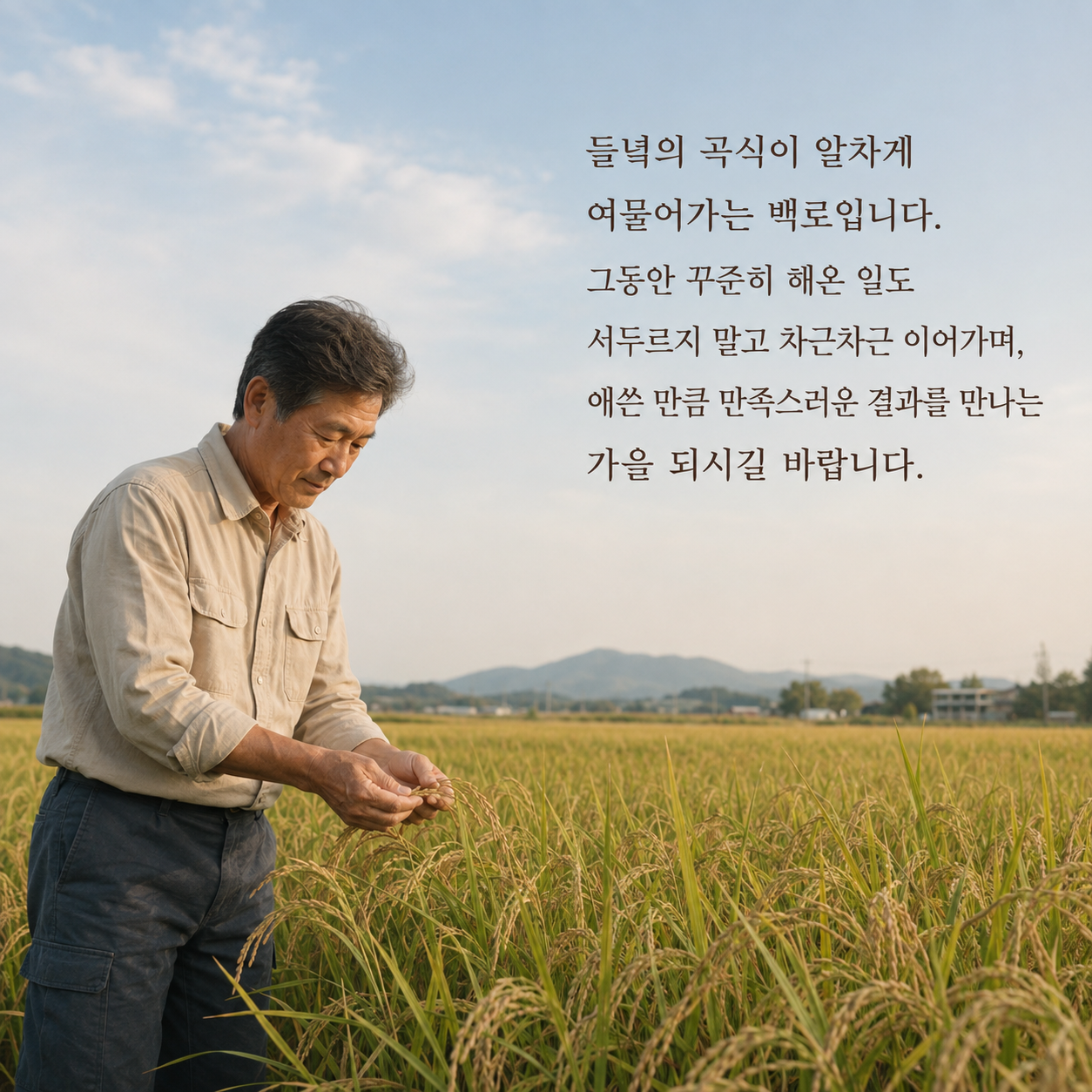 곡식이 여물어가는 백로에 노력의 결실을 바라는 가을 인사말 이미지
