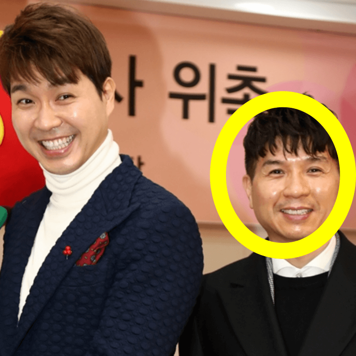 사업현장에서 웃으며 사진을 찍고있는 박수홍과 그의 친형 박진홍