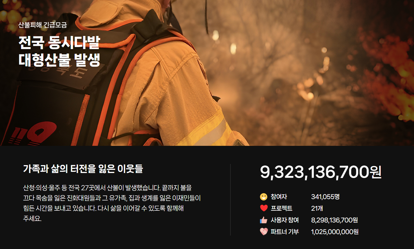 산불 피해 기부 모금 방법 해피빈 카카오