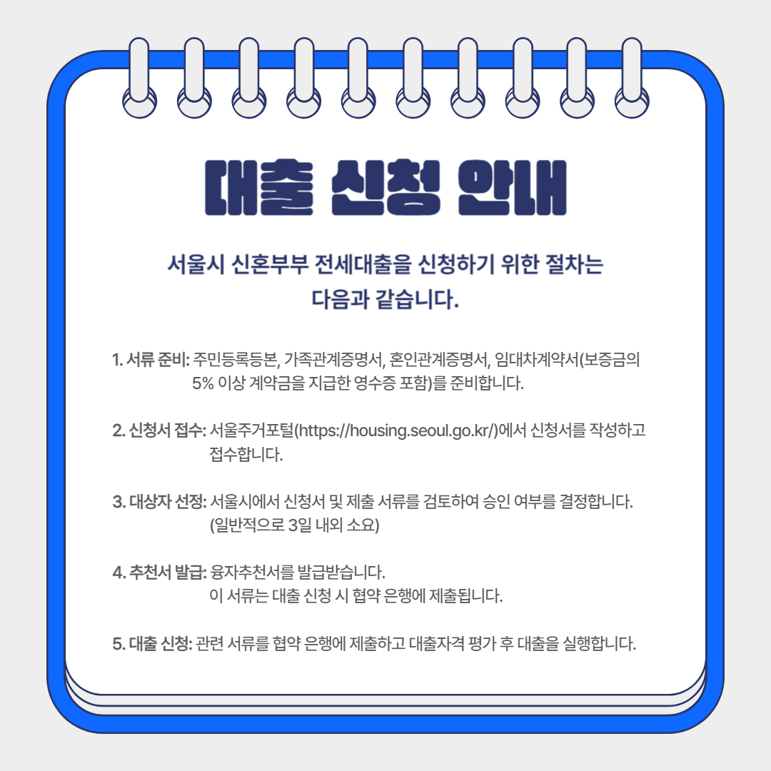 서울시 신혼부부 대출 신청 안내