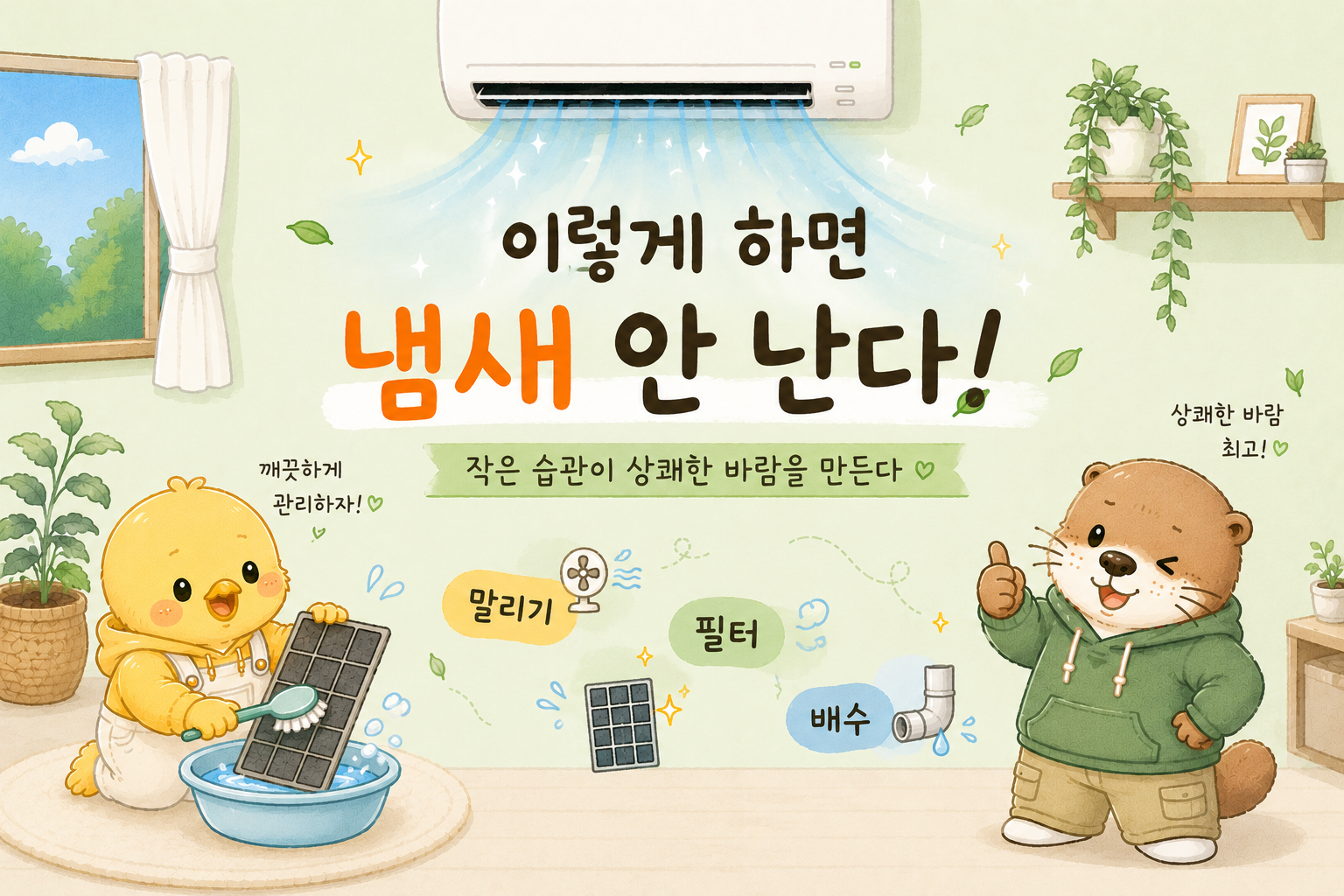 에어컨 냄새 제거 방법 인포그래픽
