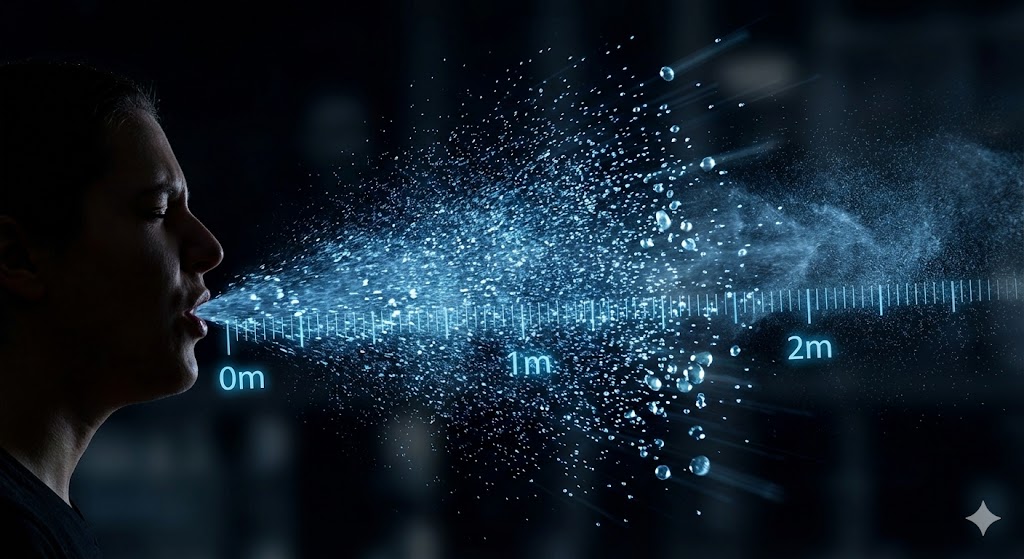 비말의 확산 범위와 거리