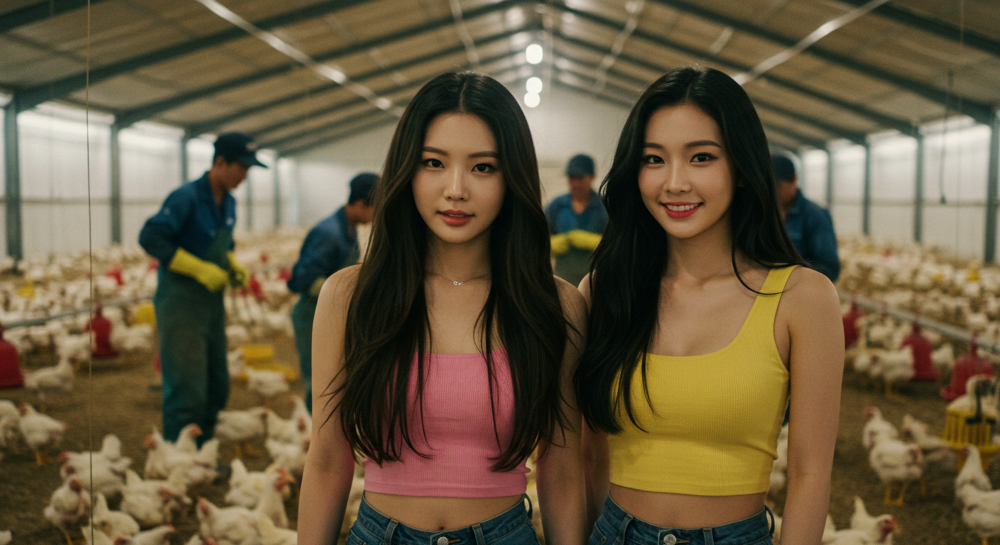닭 농장을 방문한 여성들