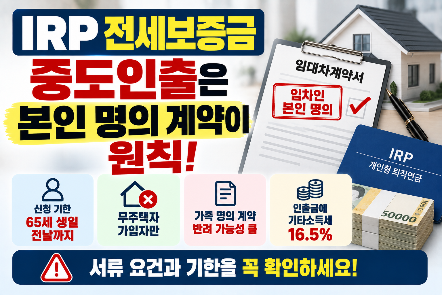 IRP 전세보증금 중도인출, 임대차계약 본인 명의 원칙