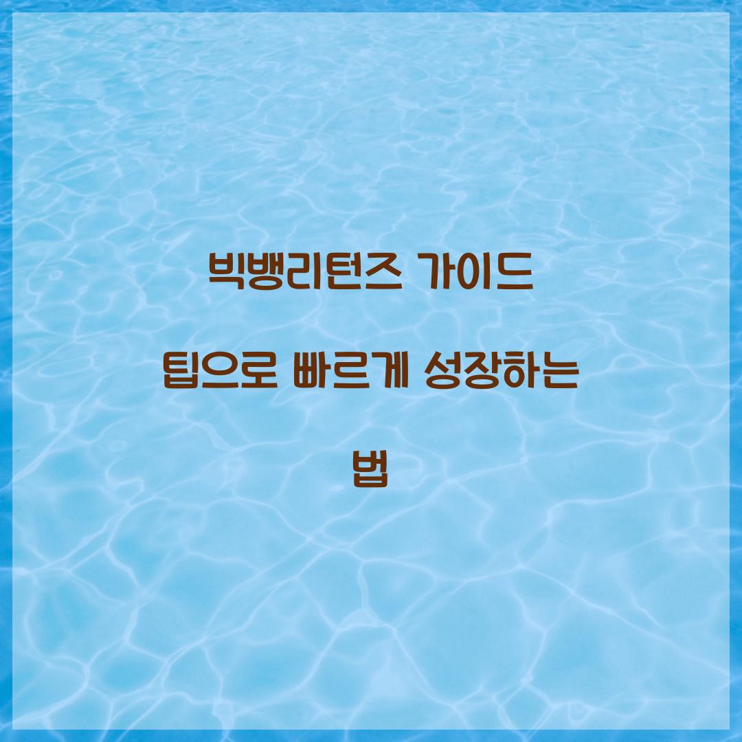 빅뱅리턴즈 가이드 팁