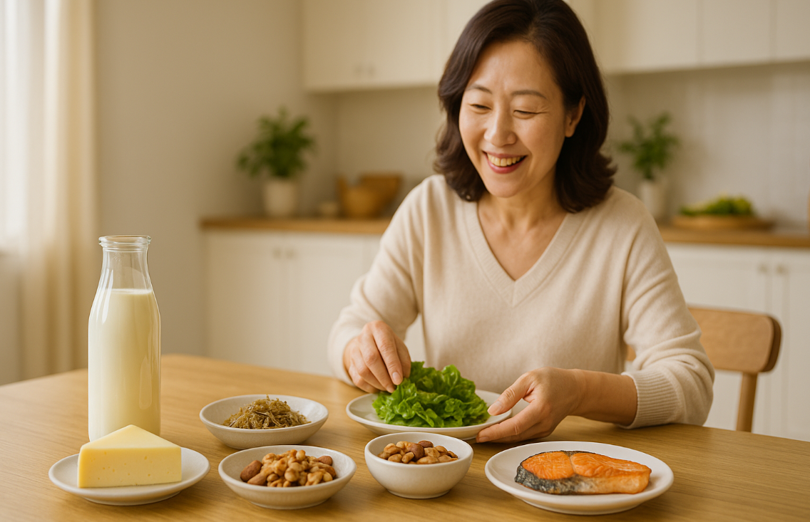 골다공증 예방을 위한 식사 준비 모습