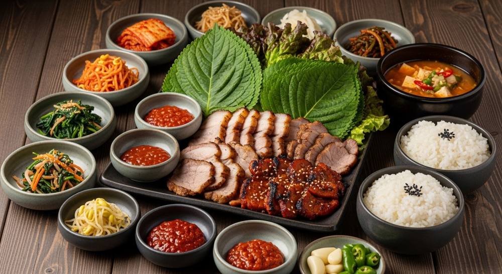 고기쌈밥정식 음식 사진