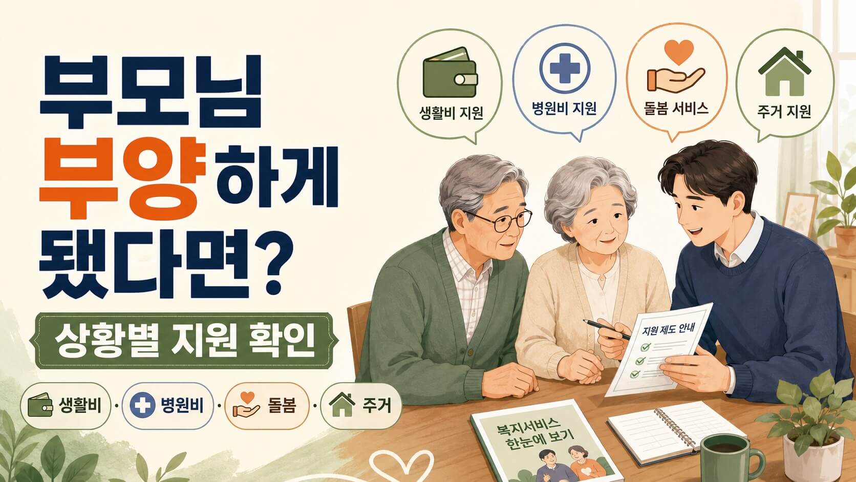 부모님 부양시 확인할 지원금 설명 이미지