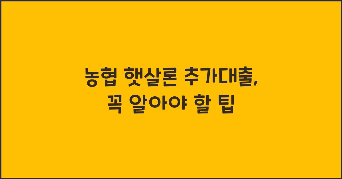 농협 햇살론 추가대출