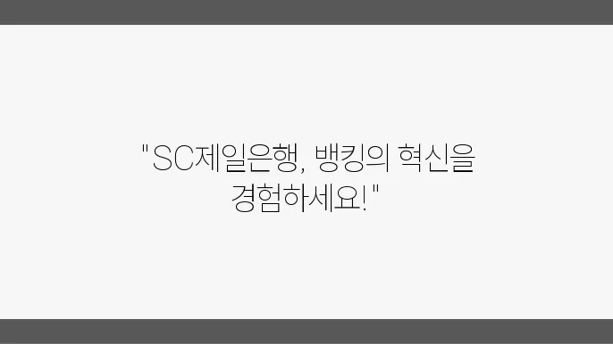 SC제일은행의 다양한 서비스와 고객 친화적인 시스템